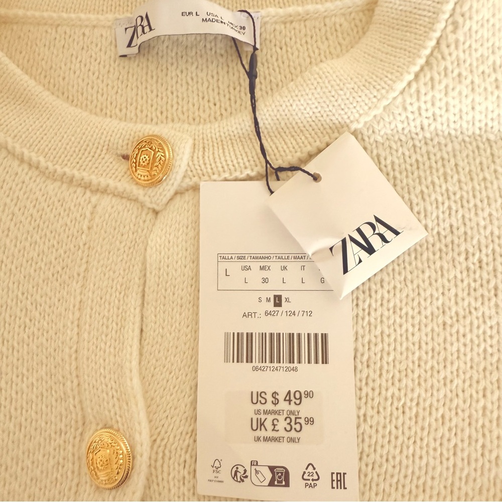 Chic Cream Button-Up Cardigan - Picture 10 of 11
